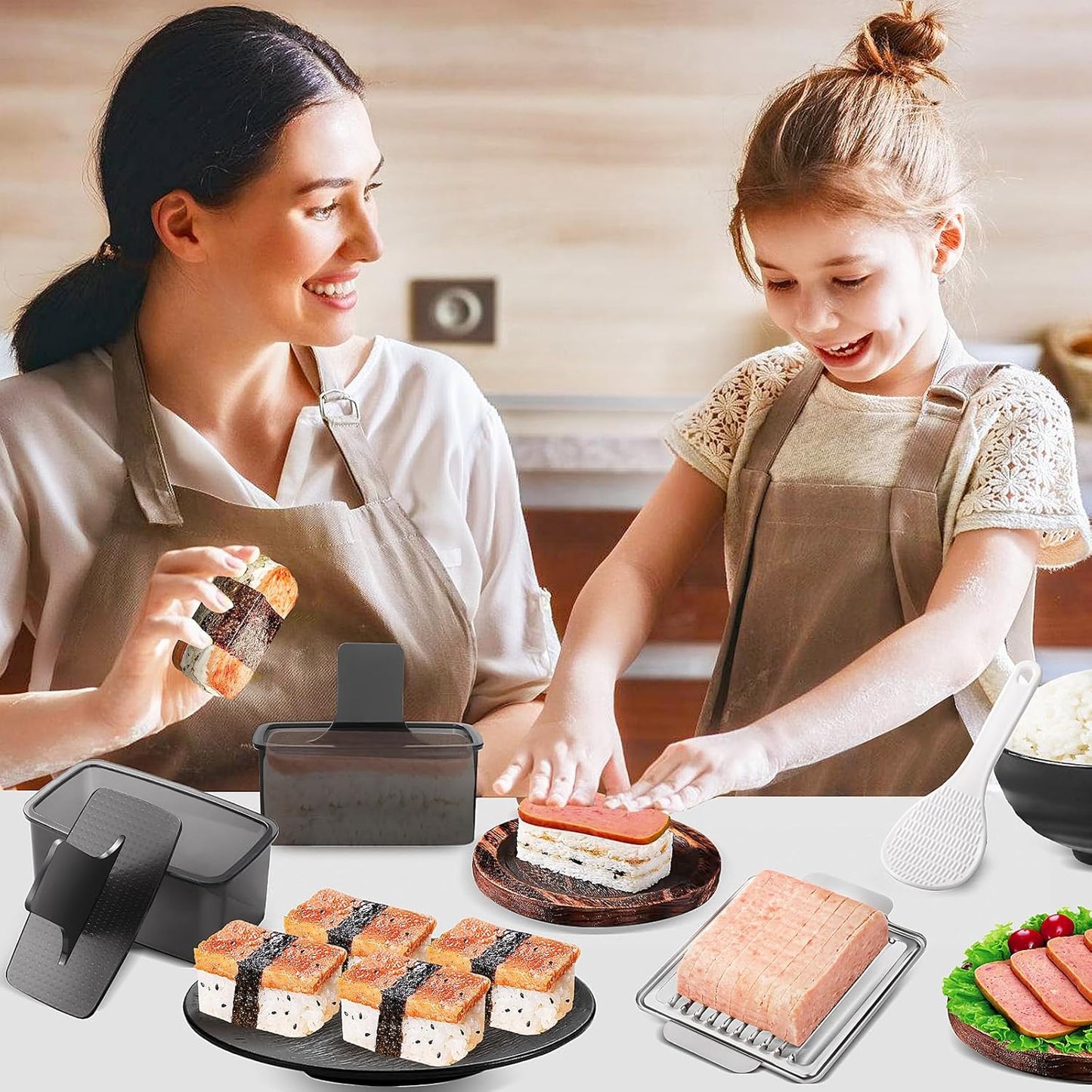 Mubi Press Mold Kit，Onigiri Mold Triangle，4 Pack Japanese Rice Cooker Kit for Lunch Bento