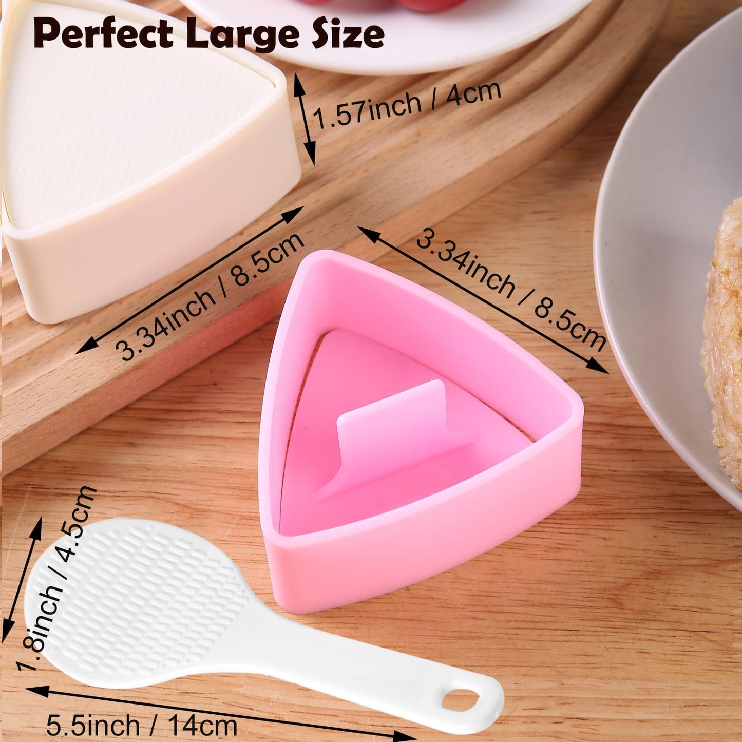 Onigiri Mold Triangle, 2 Pack Large Rice Ball Mold Shi Makers, Onigiri Rice Ball Maker Molds for Kids
