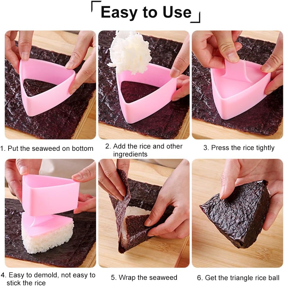 Onigiri Mold Triangle, 2 Pack Large Rice Ball Mold Shi Makers, Onigiri Rice Ball Maker Molds for Kids