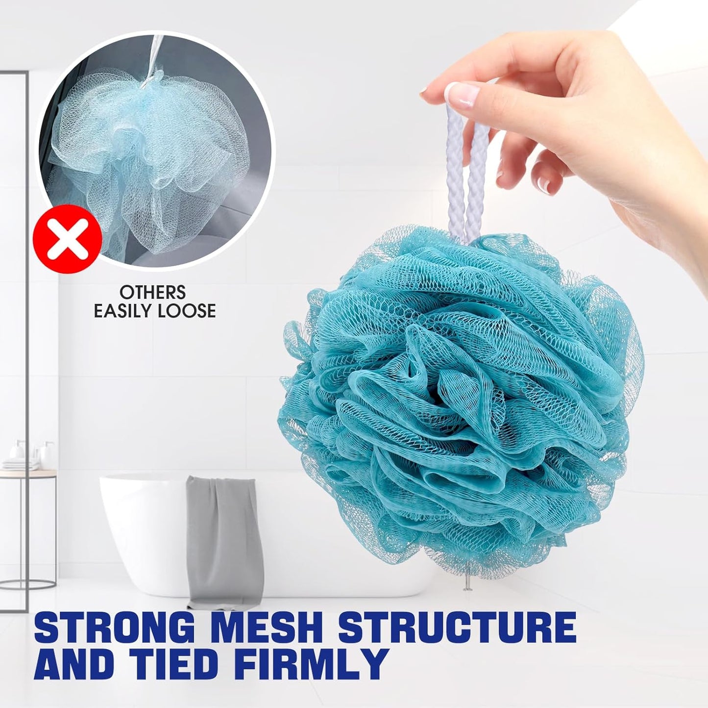 Loofah Bath Sponge Shower Loofah Shower Puff Soft Assorted Color Big 4 Pack