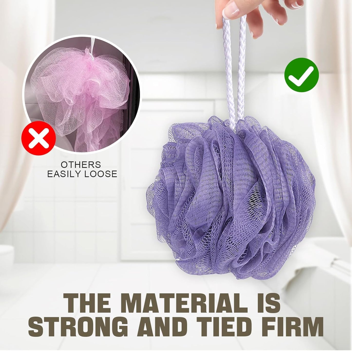 Bath Sponge Loofah Sponge Bath Puffs Shower Pouf Body Scrubber Exfoliating Soft 3 Pack