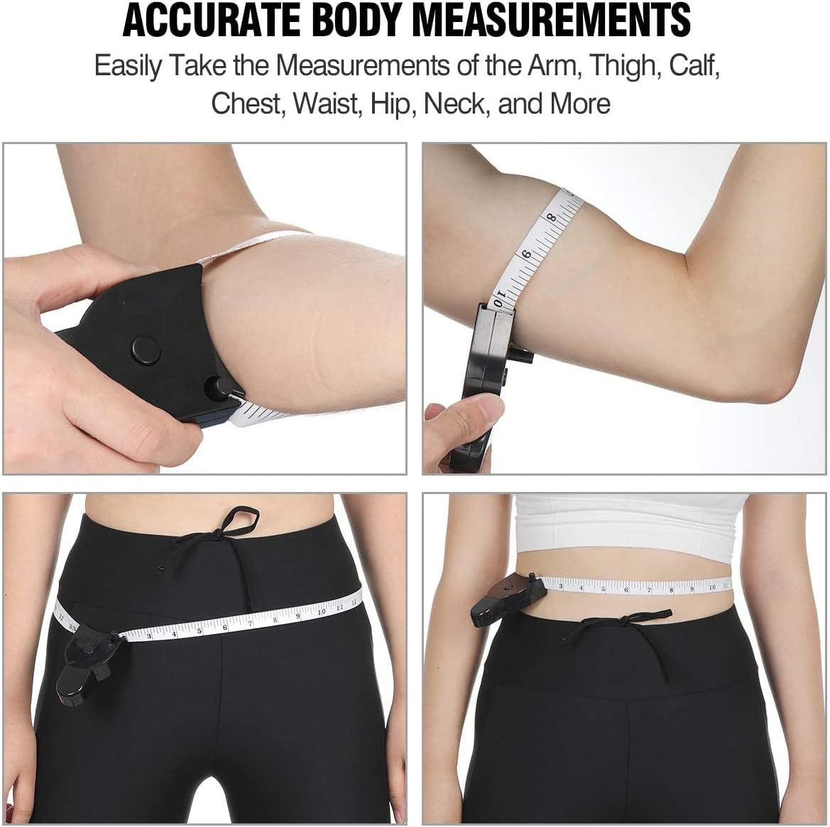 Automatic Telescopic Tape Measure, Body Measure Tape 60 inch (150cm), Self-Tightening Retractable Measuring Tape for Body Accurate Way to Track Weight Loss Mcle Gain by One Hand, 3 Piece