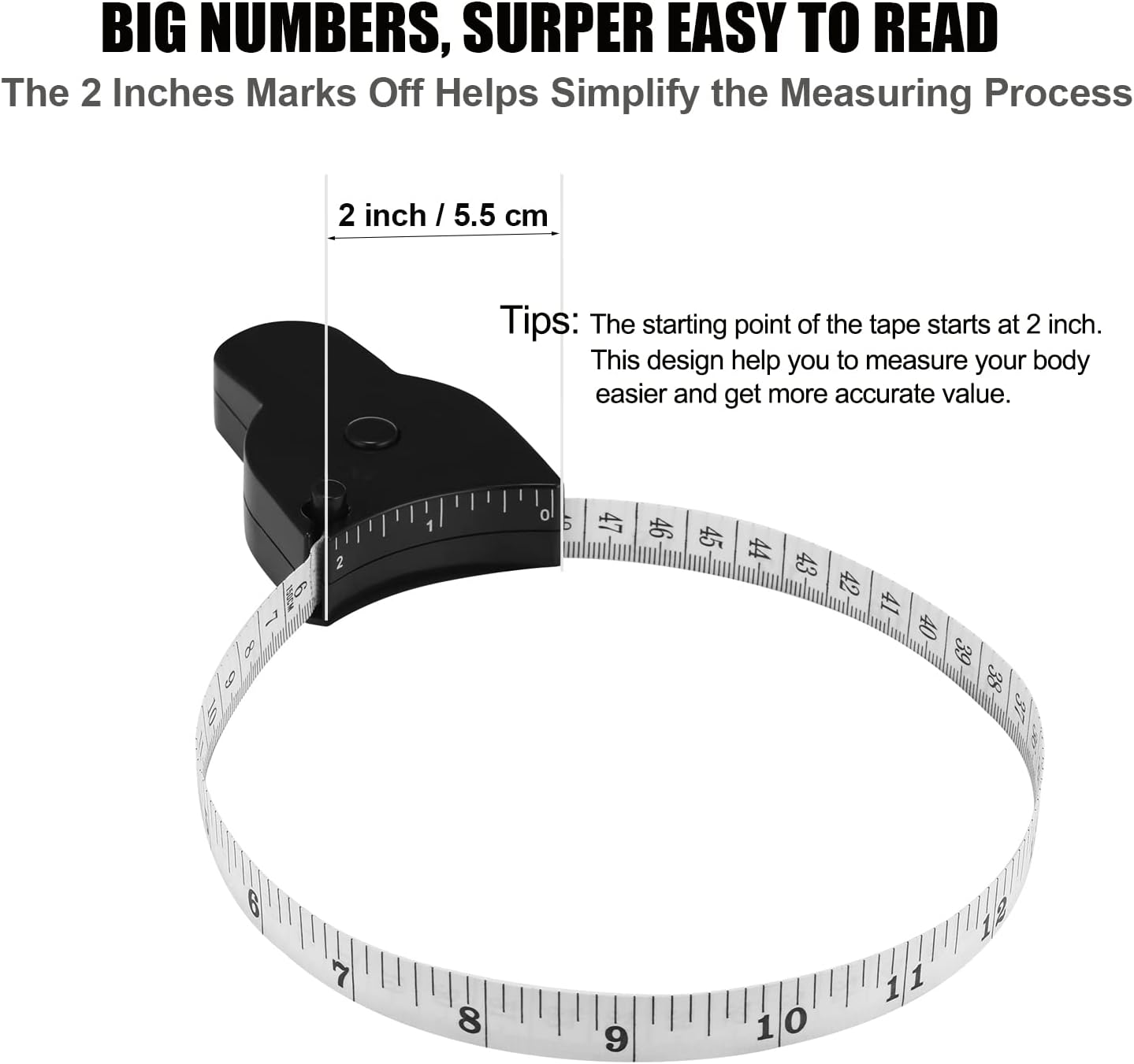 Automatic Telescopic Tape Measure, Body Measure Tape 60 inch (150cm), Self-Tightening Retractable Measuring Tape for Body Accurate Way to Track Weight Loss Mcle Gain by One Hand, 3 Piece