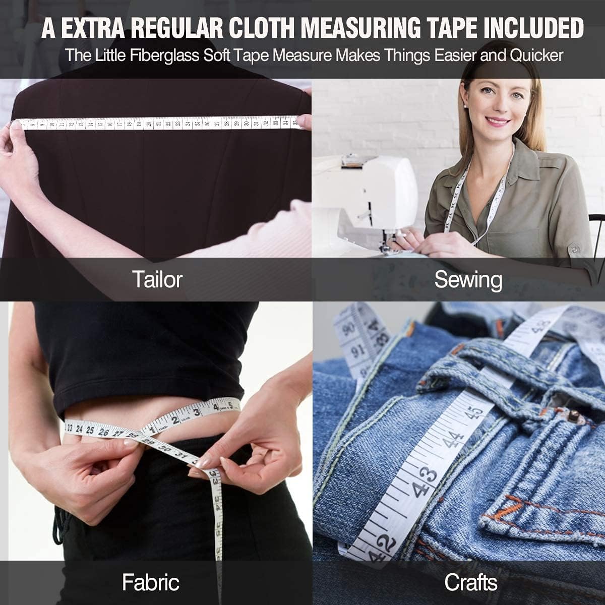 Automatic Telescopic Tape Measure, Body Measure Tape 60 inch (150cm), Self-Tightening Retractable Measuring Tape for Body Accurate Way to Track Weight Loss Mcle Gain by One Hand, 3 Piece