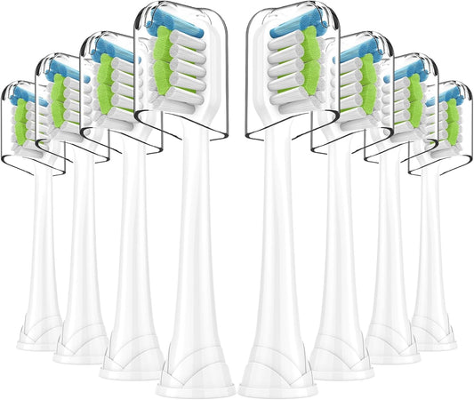 Replacement Brh Heads Compatible with Philips SoniCare Electric Toothbrhes, Dupont Bristles for Effective Cleaning, Click-on System, 8 Pack, White