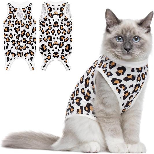 Cat Recovery Suit Female Cats Onesie for Cats, Breathable Cat Surgery Suit for Surgical Abdominal Wounds Skin Diseases, Cute Kitten Spay Recovery Suit E-Collar Alternative Anti Licking