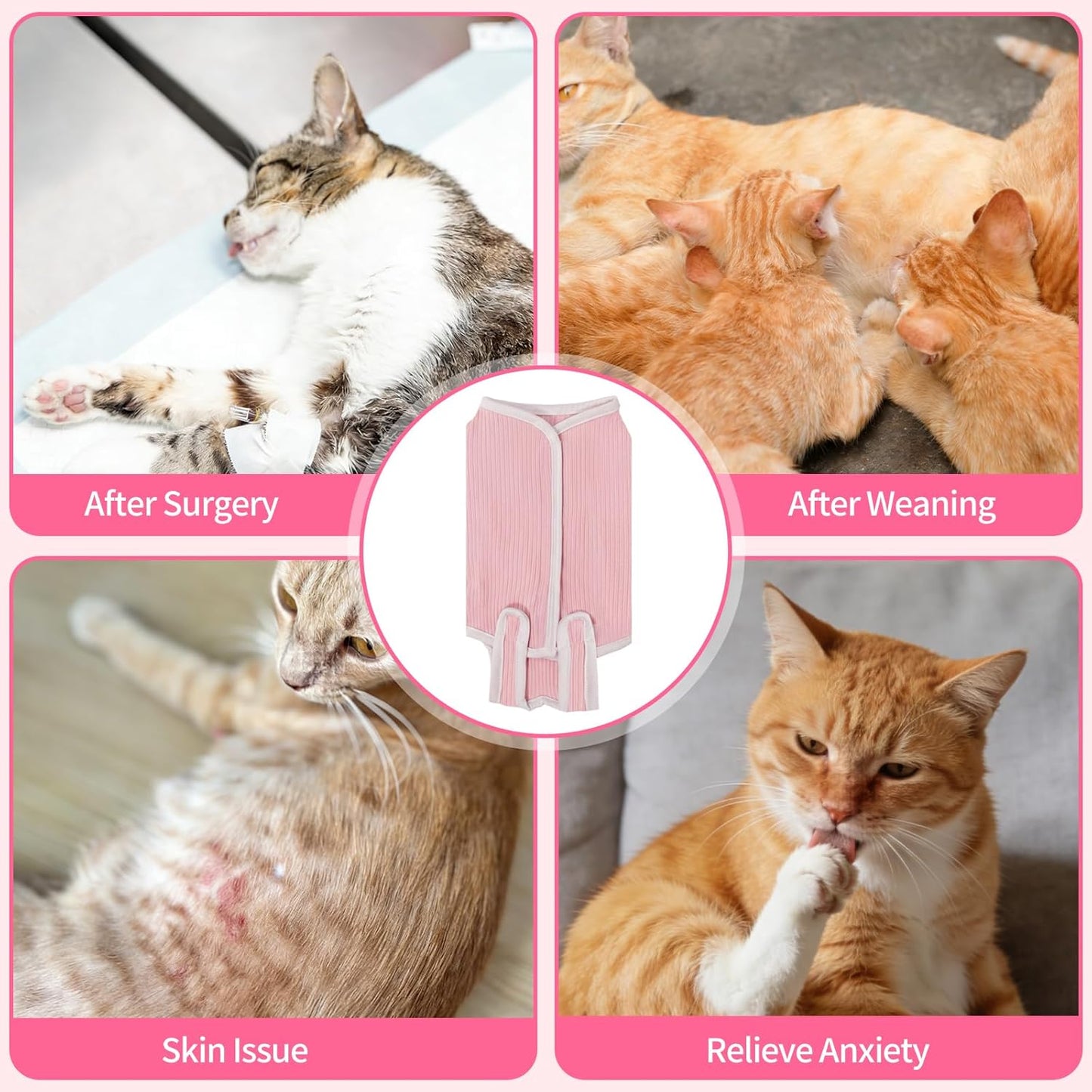 Cat Recovery Suit Cat Onesie, Breathable Anti-Licking Cat Surgery Recovery Suit Female, Kitten Spay Recovery Suit for Cats After Surgery, Cats Surgical Body Suits for Abdominal Wounds
