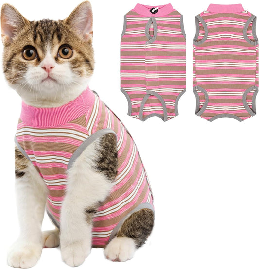 Cat Recovery Suit Female, Cat Surgery Recovery Suit Cats Onesie for Cats After Surgery for Surgical Abdominal Wound Skin Diseases, Soft E-Collar Alternative Kitten Spay Suit Anti Licking