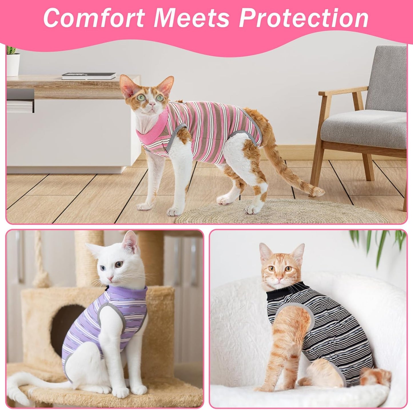 Cat Recovery Suit Female, Cat Surgery Recovery Suit Cats Onesie for Cats After Surgery for Surgical Abdominal Wound Skin Diseases, Soft E-Collar Alternative Kitten Spay Suit Anti Licking