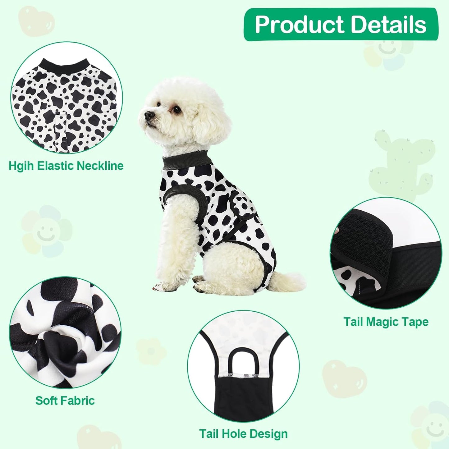 Recovery Suit for Dogs After Surgery, Dog Surgery Suit Onesie Female Spay for Small Medium Dogs, Breathable Dog Recovery Suit Body Suits for Anti Licking Abdominal Wounds Cone Alternative