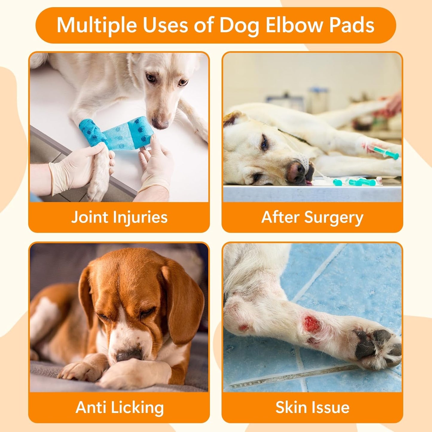 Dog Elbow Protector for Calles, Adjtable Dog Elbow Pads Leg Sleeve to Prevent Licking Biting on Joints, Breathable Dog Front Leg Brace Wound Cover for Small Medium Large Dogs