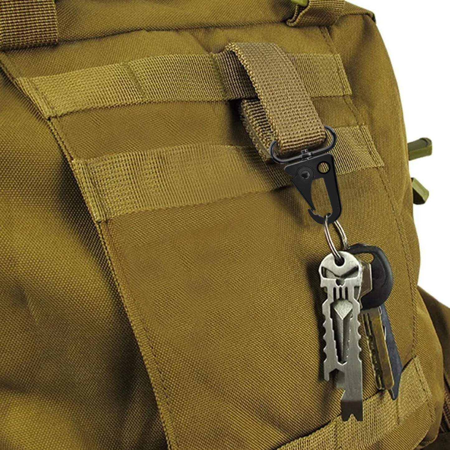 6 Pack Paracord Lanyard Accessories 1-1/4" Rifle Sling Clips Metal Swivel Snap Hook Keychain Carabiner Key Chain for Keyrings (Black)