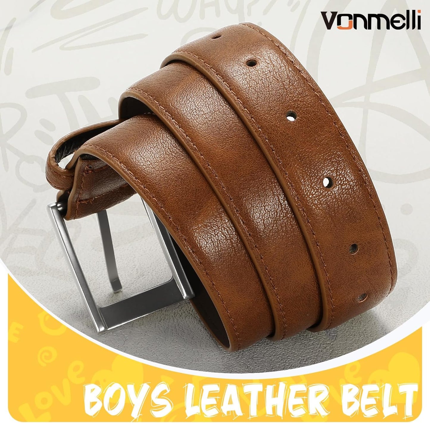 Boys Leather Belt Kids Dress Belt Jeans Formal and Casual Pants School Uniform Belts