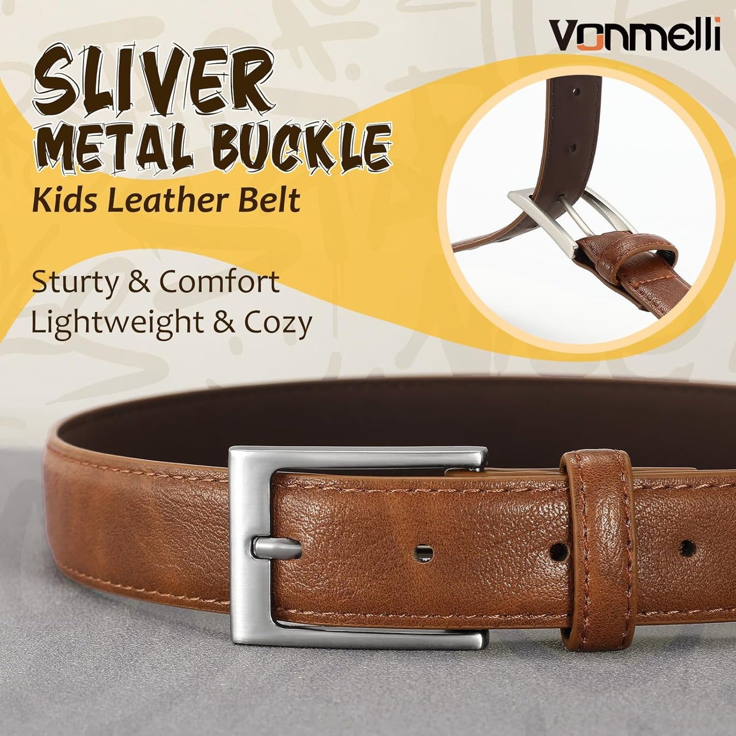 Boys Leather Belt Kids Dress Belt Jeans Formal and Casual Pants School Uniform Belts
