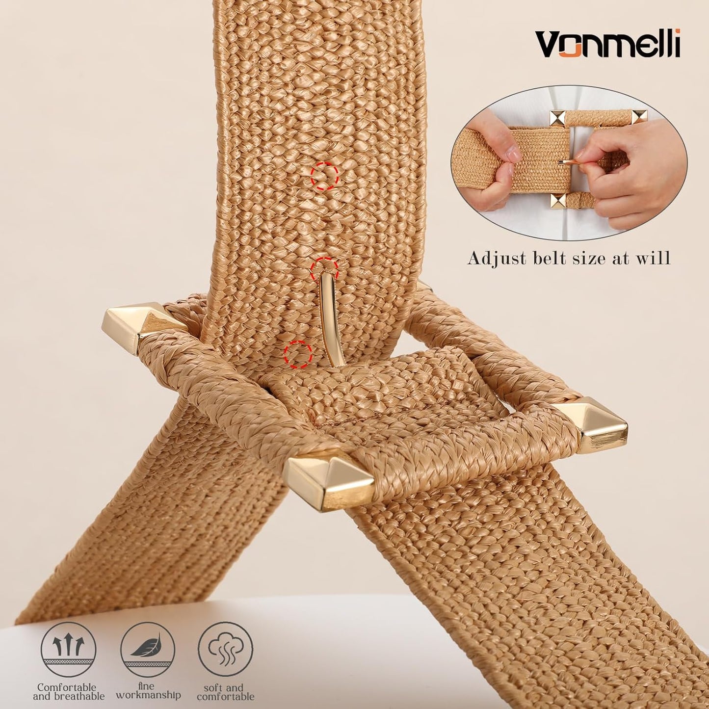 Straw Woven Elastic Belt Boho Braided Belts for Women Bohemian Belt for Summer Dress