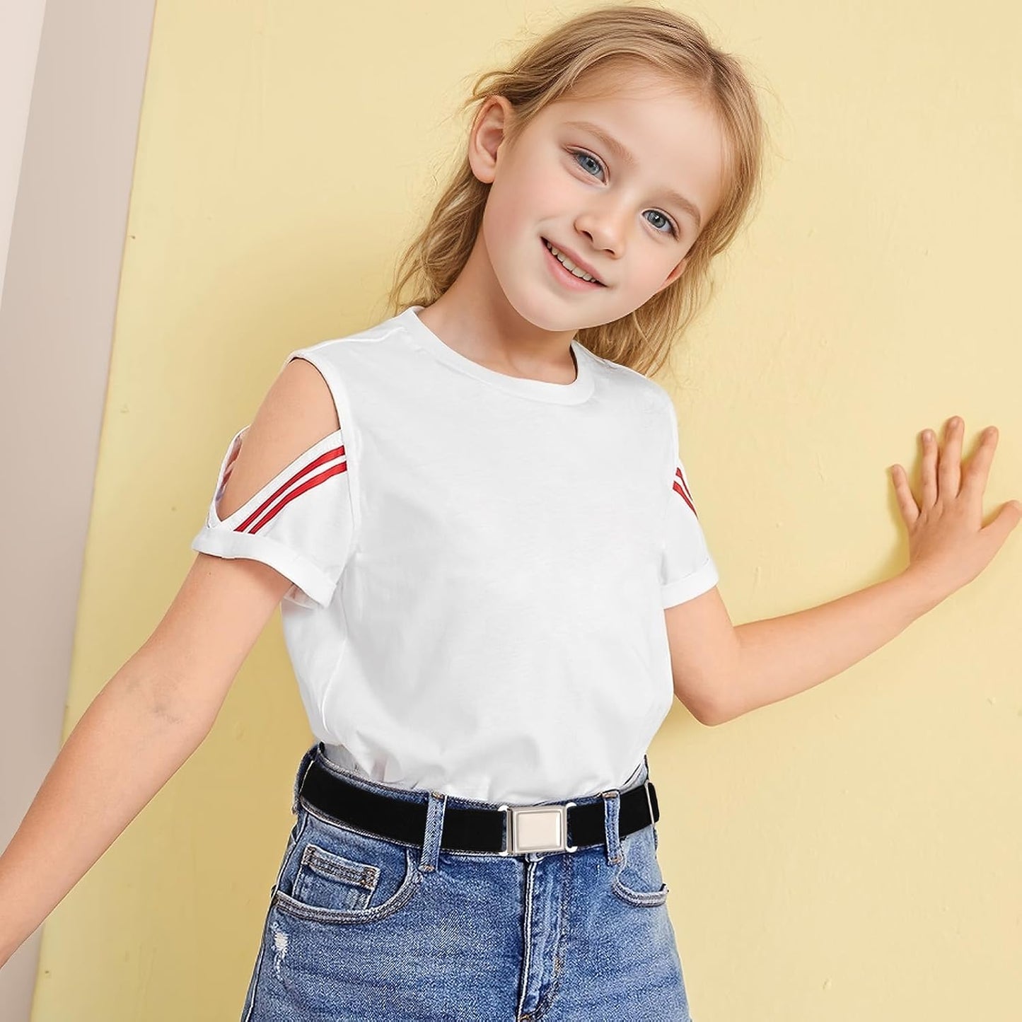 3 pack Kids Adjtable Magnetic Belt Boys Girls Easy Clasp Stretchy Belt for School Uniform Pants
