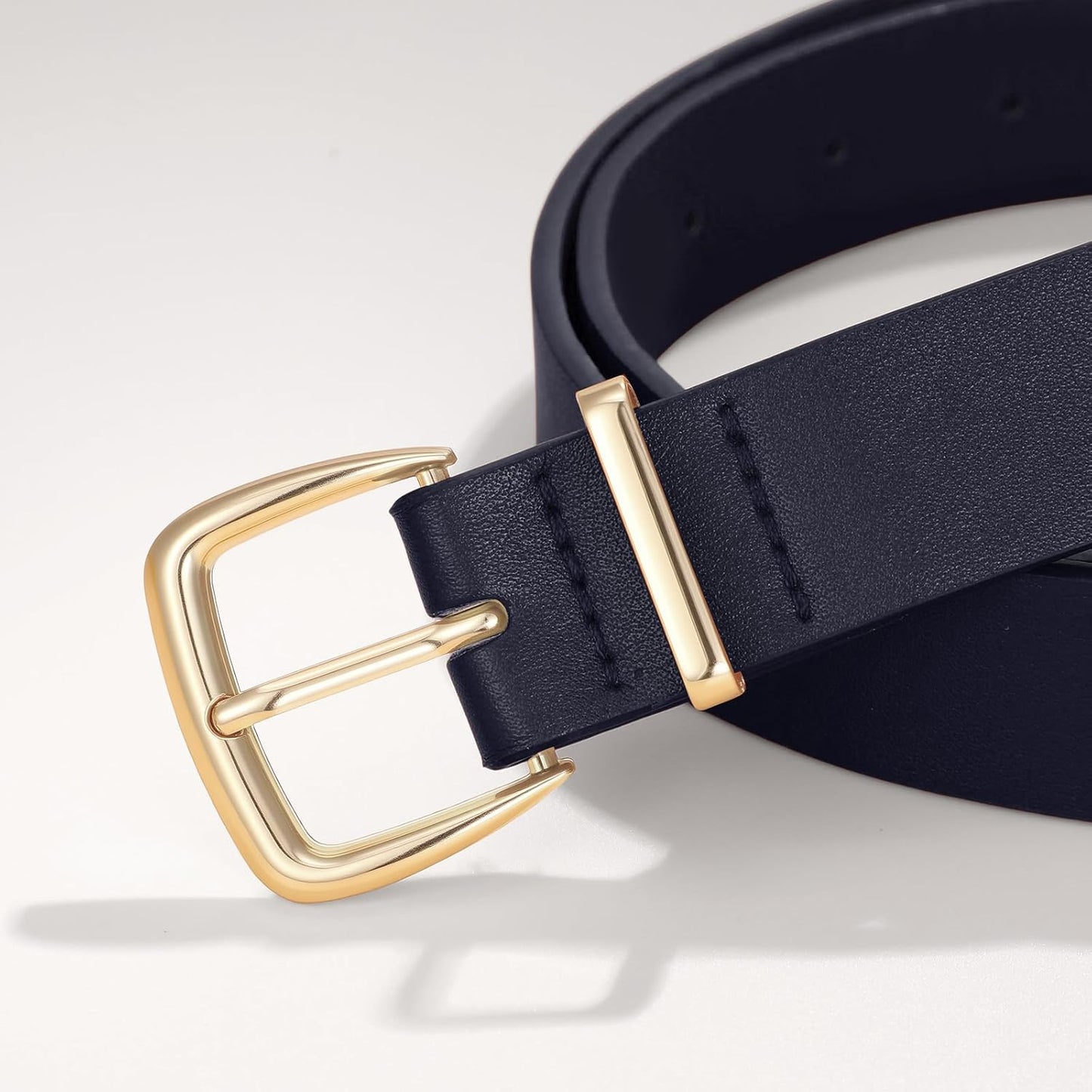 Women's Leather Belts for Jeans Dress Pants Women Fashion Leather Belt with Gold Buckle