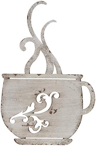 White Metal Rtic Coffee Cup Wall Art Decor for Kitchen Home Restaurant Vintage Cafe Coffee Shop Bar Sign Decor Hanging Decorations