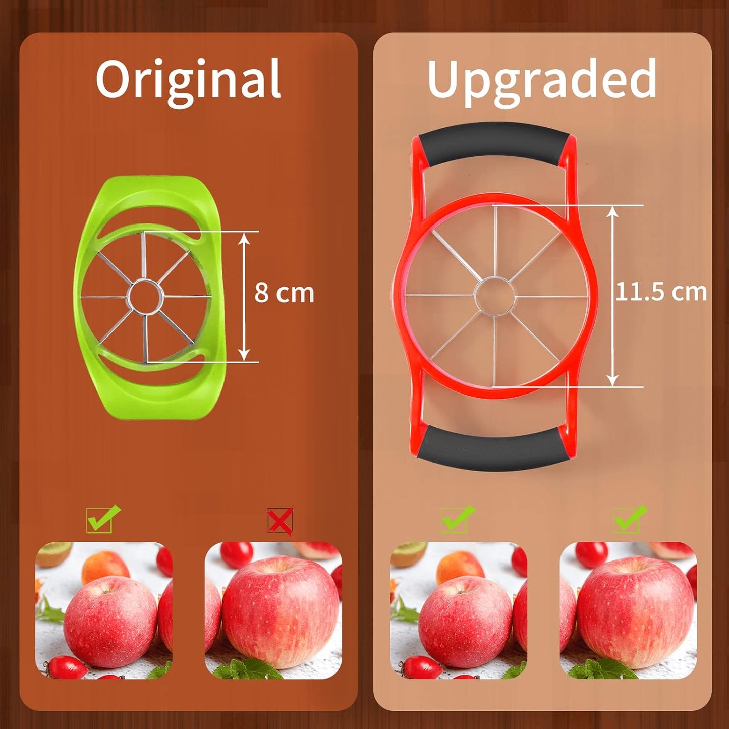 Apple Slicer Corer, 8-Slice [Large Size] Premium Apple Slicer Corer, Cutter, Divider, Wedger, Stainless Steel Easy Grip Fruit Slicer with Sharp Blade for Apples, Pears and More, Red
