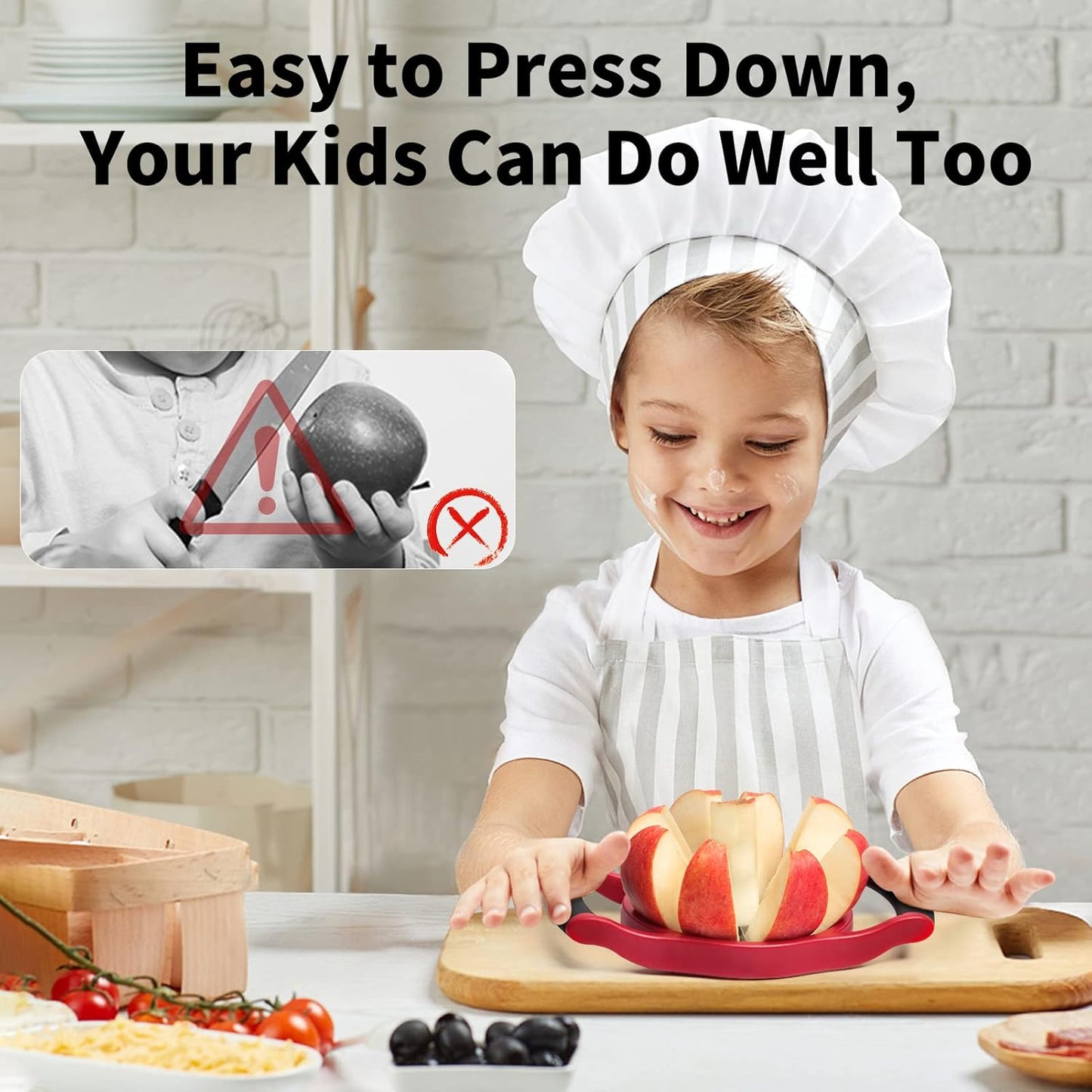 Apple Slicer Corer, 8-Slice [Large Size] Premium Apple Slicer Corer, Cutter, Divider, Wedger, Stainless Steel Easy Grip Fruit Slicer with Sharp Blade for Apples, Pears and More, Red