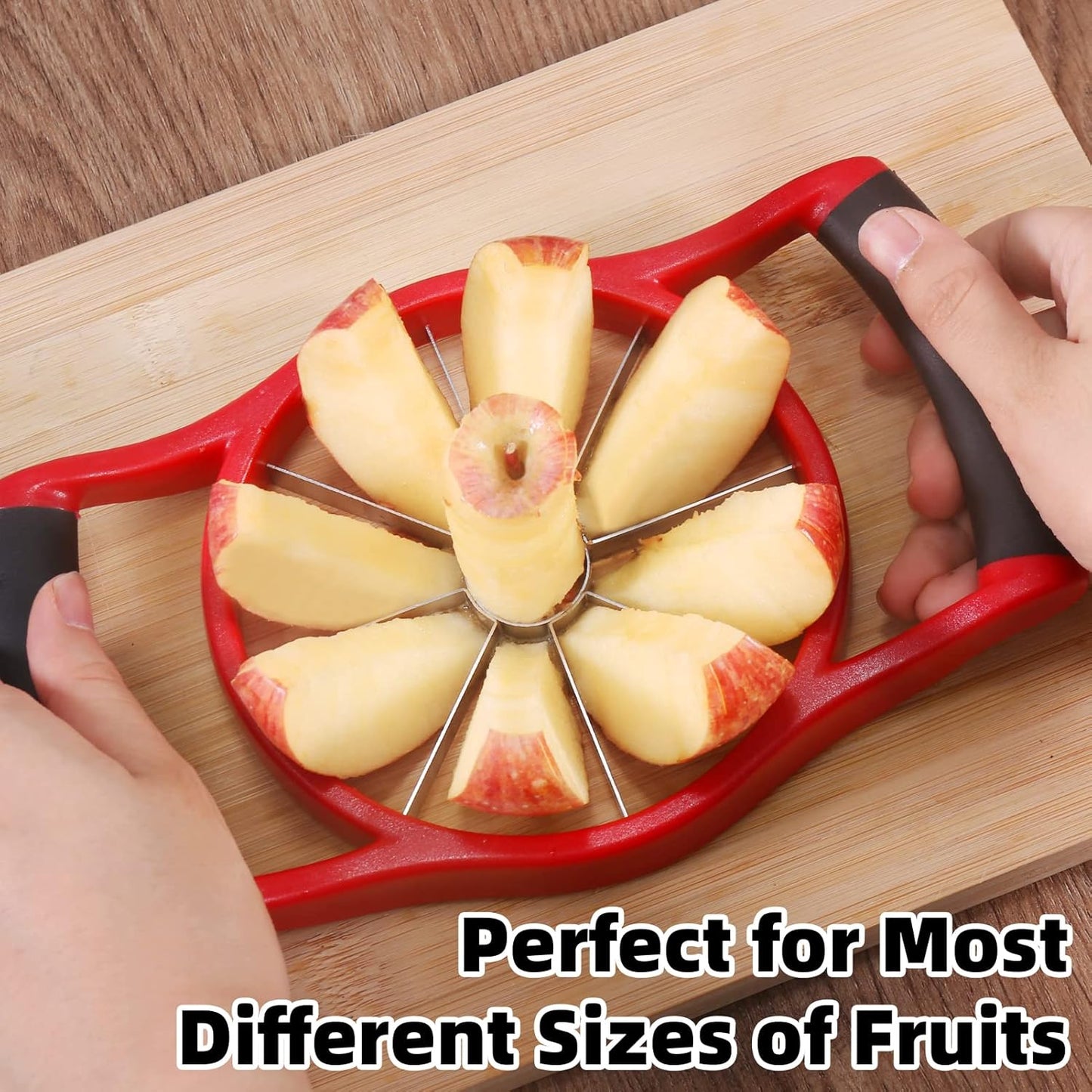 Apple Slicer Corer, 8-Slice [Large Size] Premium Apple Slicer Corer, Cutter, Divider, Wedger, Stainless Steel Easy Grip Fruit Slicer with Sharp Blade for Apples, Pears and More, Red