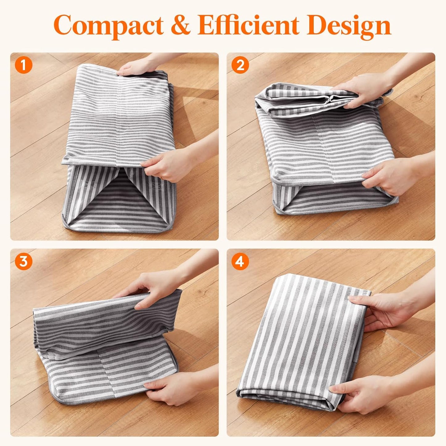 75L Large Collapsible Laundry Hamper, Tall Foldable Dirty Clothes Baskets Waterproof, Freestanding Design with Easy Carry Handles in Dorm Bedroom Bathroom College, Grey