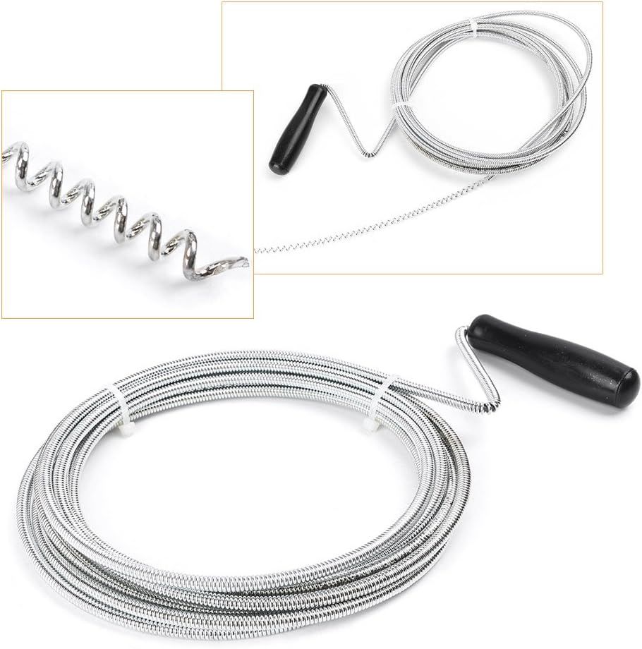 Metal Drain Cleaner and Clog Remover, 10FT long Hair Catcher Cleaning Tool, Sink Dredge Pipeline Cleaner for Bathroom Kitchen Tube Sink Basin