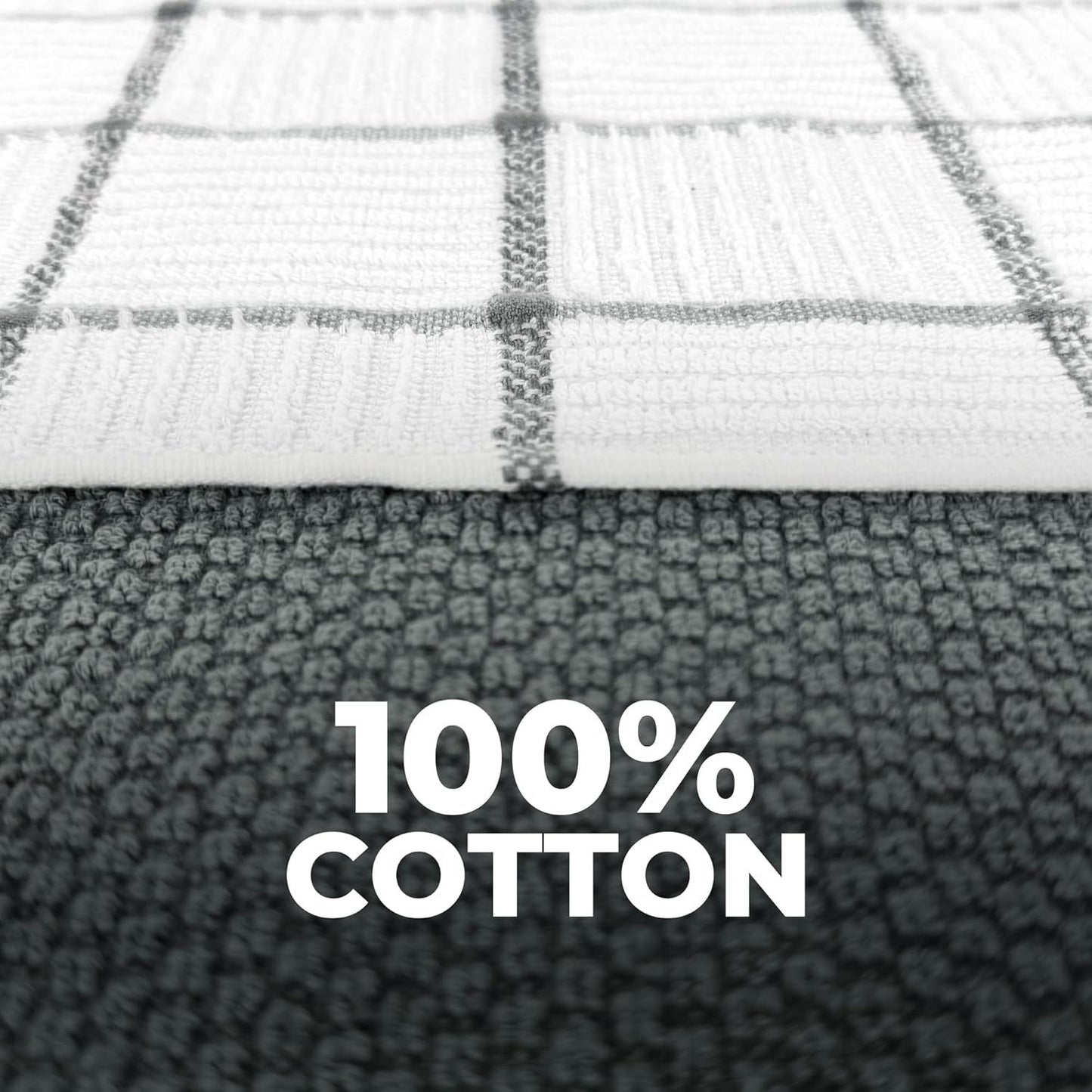 6 Pack Large Kitchen Towels, 16x27 inch Absorbent Dishcloths, 100% Cotton Cleaning Cloth, Gray Set (Pack of 6)