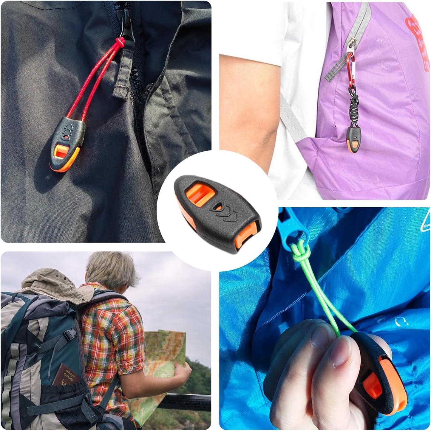 CooBigo 20 Pack Emergency Survival Whistles Zipper Pulls Whistle for Outdoor Climbing Hiking Camping Fishing Boat Kayak Life Vest Jacket Boating Water Survival Rescue Signaling