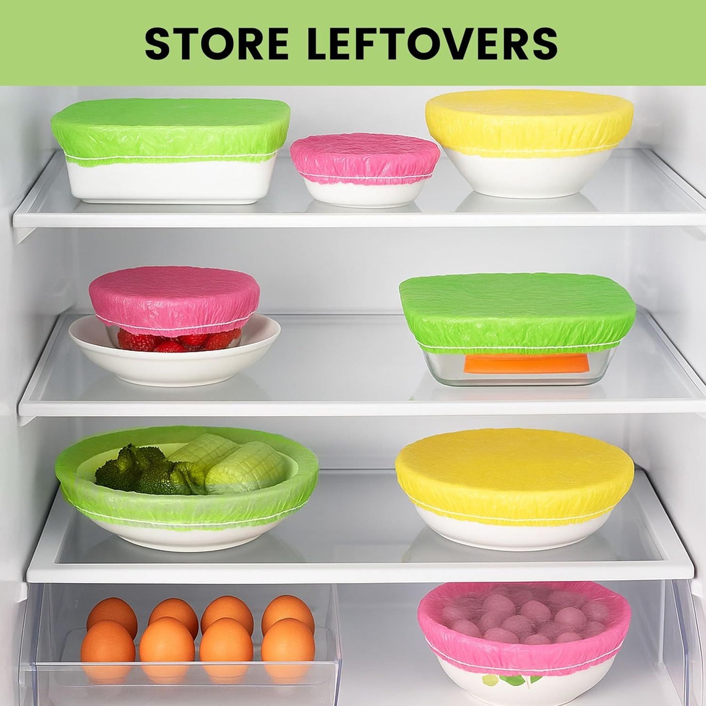120PCS Reusable Bowl Covers – Elastic Plastic Food Storage Wraps for Kitchen, Baking, Picnics & Family Use, 3 Sizes (Large, Medium, Small)