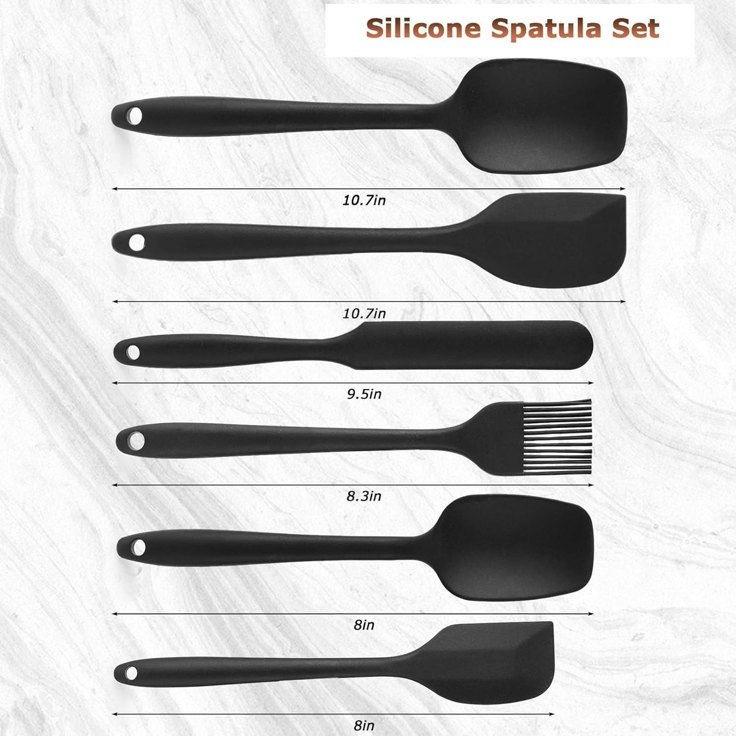 Silicone Spatula Set, 6 PCS Food Grade Kitchen Utensils with Silicone Brush, 480°F Heat Resistant Non Stick Rubber Spatula for Scraping, Cake Baking, Cooking, Mixing, Dishwasher Safe
