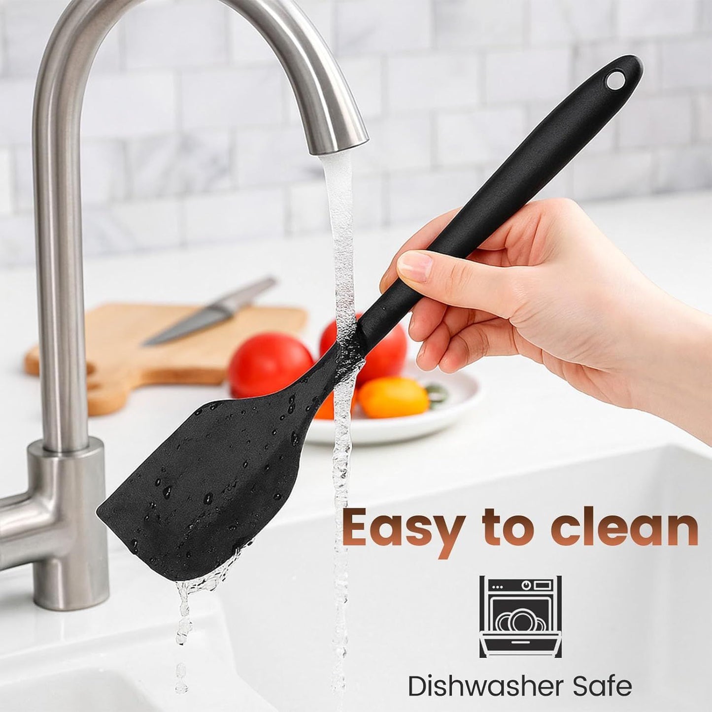 Silicone Spatula Set, 6 PCS Food Grade Kitchen Utensils with Silicone Brush, 480°F Heat Resistant Non Stick Rubber Spatula for Scraping, Cake Baking, Cooking, Mixing, Dishwasher Safe
