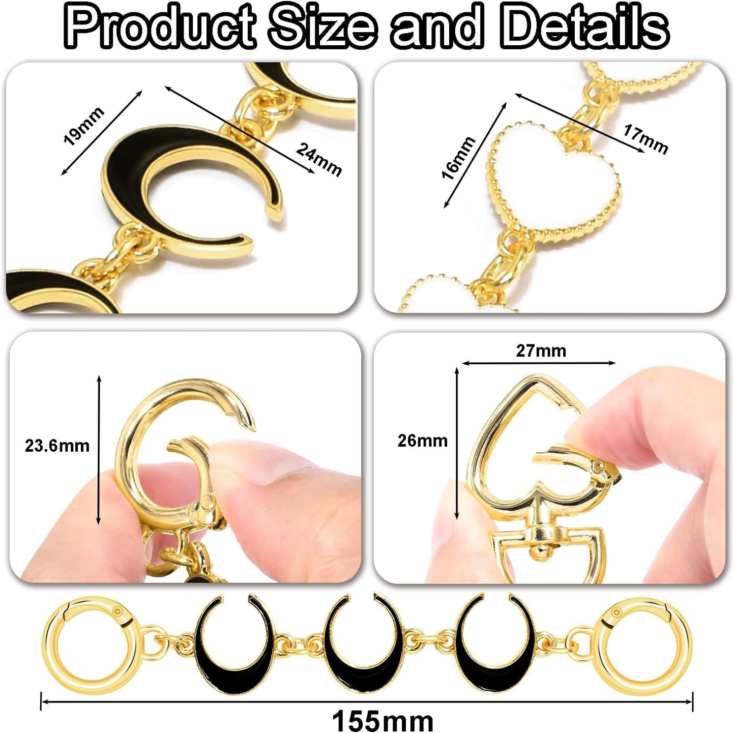 2PCS Purse Extender Chain Bag Chain Extender Gold Purse Chains for Crossbody