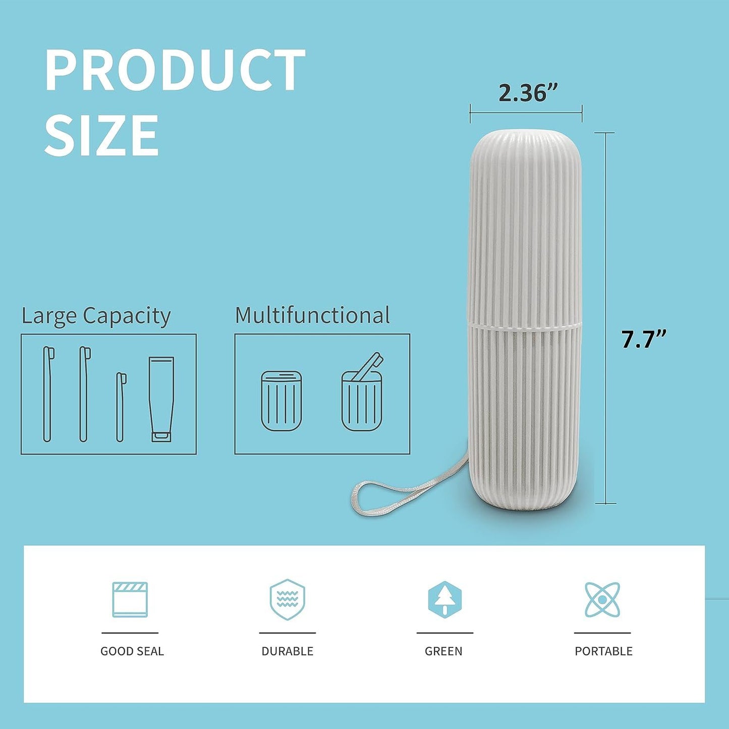 2Pcs Travel Toothbrush Holder, Portable Toothbrush Case for Traveling, Camping, Business Trip and School, Multifuction Plastic Toothbrushes Toothpaste Set with Two Colors（Length：7.7"