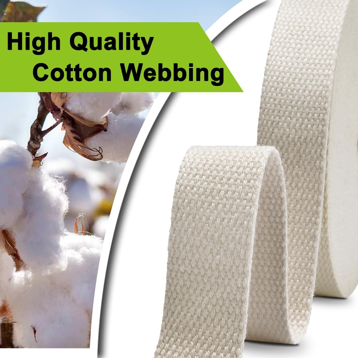 Cotton Webbing 1 Inch 12 Yards Natural Cotton Webbing Straps for Bags Handles, 1 Inch Weave Webbing for Cloth Tote Bag Straps Making,Cloth Belt, DIY Crafts Decoration (Natural 12Yards)