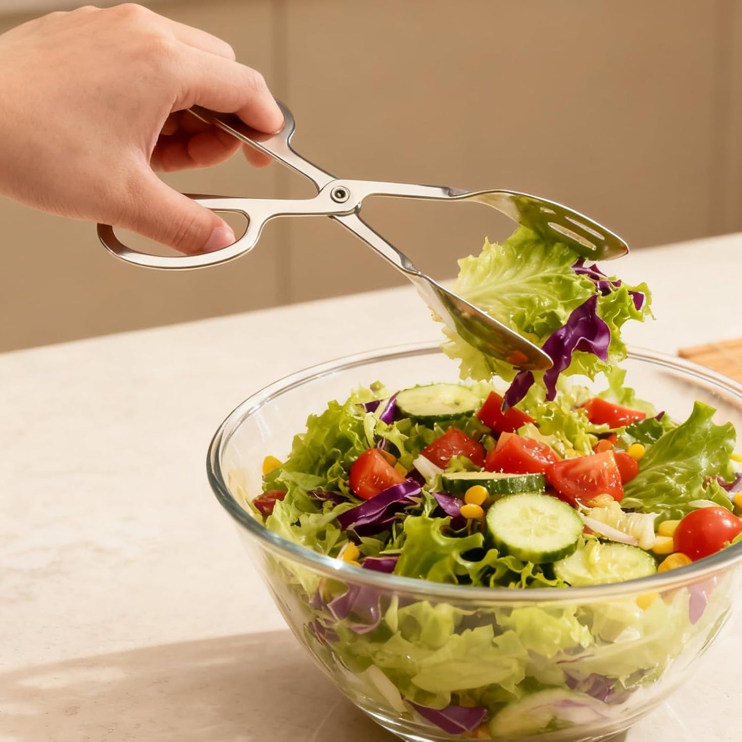10-Inch Salad Tongs for Serving, Scissor Style Kitchen Tongs for Cooking for Buffet Serving Tongs for Cooking, Grilling, Salad Serving Utensils