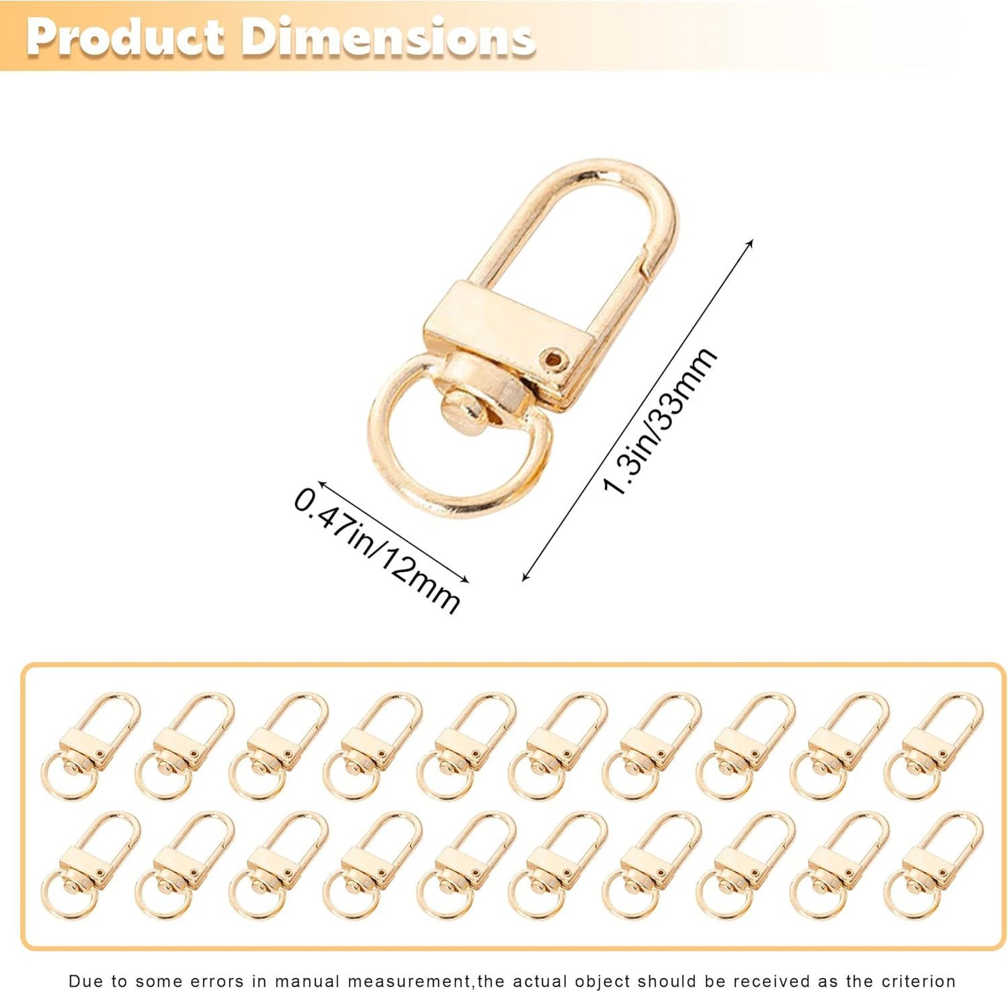20 Pack Gold Metal Lobster Claw Clasps, 360° Swivel Lanyard Snap Hooks Lobster Clasp for Keychains, Key Chain Hooks for Jewelry Making Purse Bags DIY Crafts Pet Collar