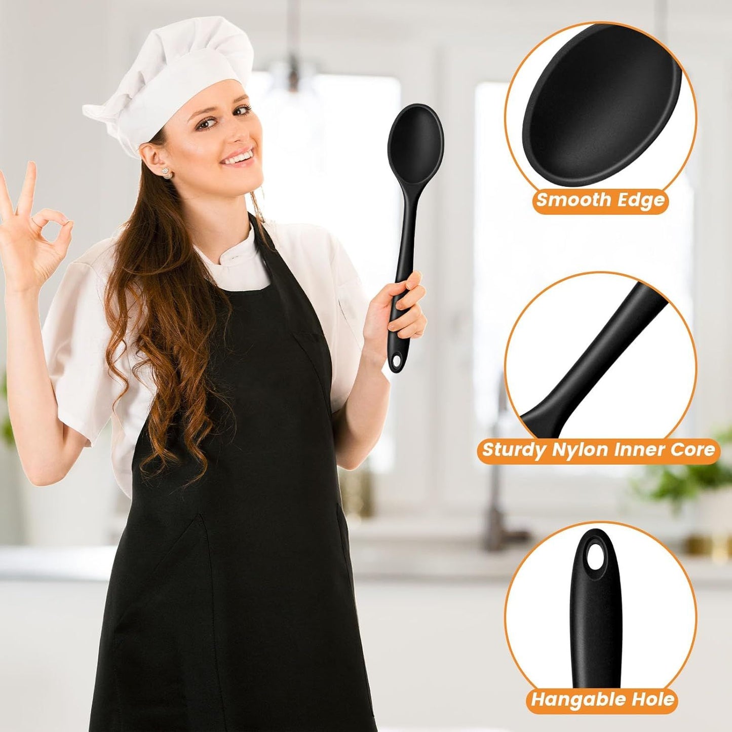 Silicone Spoons for Cooking, 4PCS 10.8 Inch Nonstick Kitchen Serving Spoons, Heat Resistant Silicone Cooking Utensils Set for Stirring, Mixing, Baking, House Warming Gifts & Stocking Stuffers
