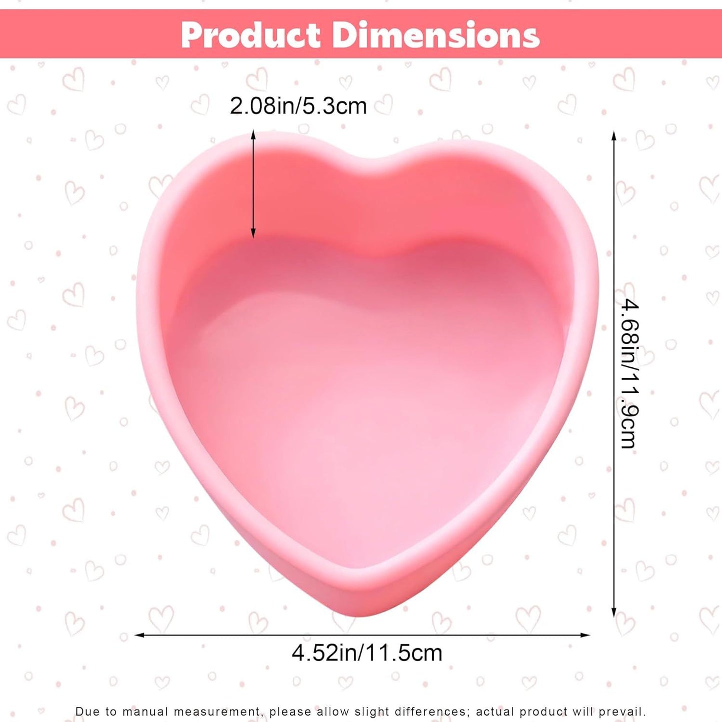 2Pcs Mini Heart Shaped Cake Pans, 4 Inch Heart Cake Pan, Nonstick Silicone Hearts Cake Molds for Valentine's Day Anniversary Birthday Party Mini Cakes, Cheesecake, Pudding Baking, Pink