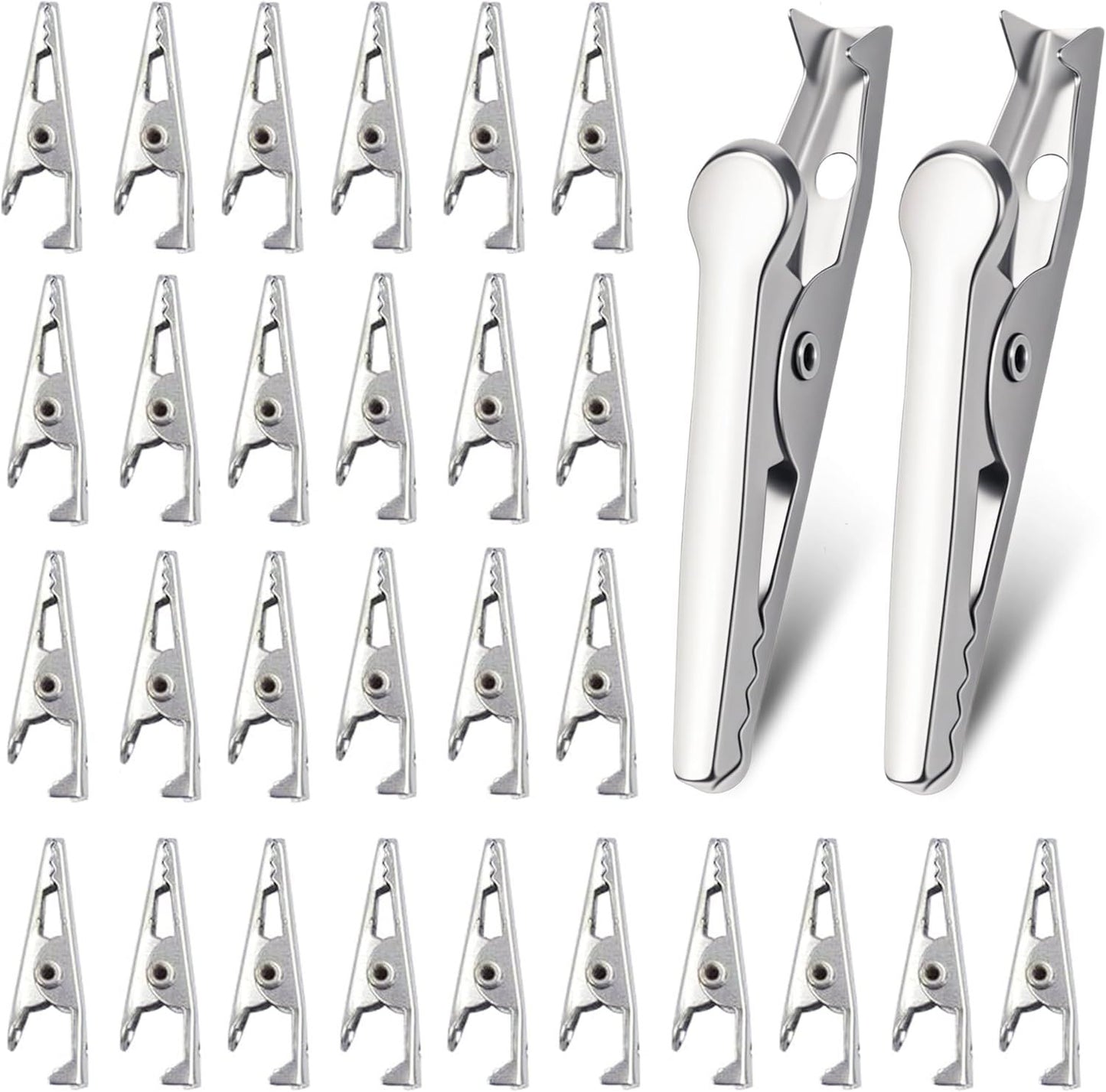 100 Pack Mini Clamps Alligator Clips for Crafts & Electrical, Small Metal Clips for Joints 35 mm Alligator Clamp for Crafting, Gator Clips Clamps Bulk for Crafts Holding (Silver）