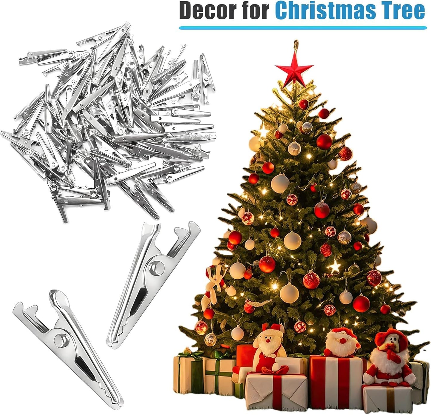 100 Pack Mini Clamps Alligator Clips for Crafts & Electrical, Small Metal Clips for Joints 35 mm Alligator Clamp for Crafting, Gator Clips Clamps Bulk for Crafts Holding (Silver）
