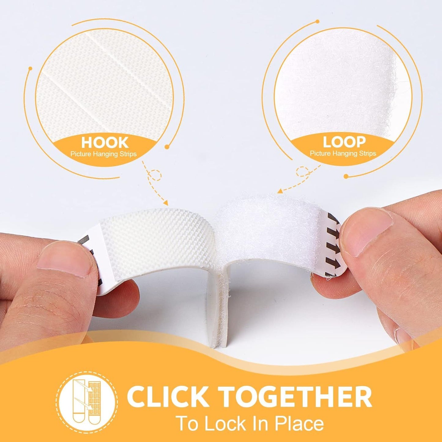 Large Picture Hanging Strips Heavy Duty,20-Pairs(40 Strips) Sticky Picture Hangers for Walls Hanging Without Nail,Damage Free No Nails Refill Adhesive Poster Frame Mounting,White