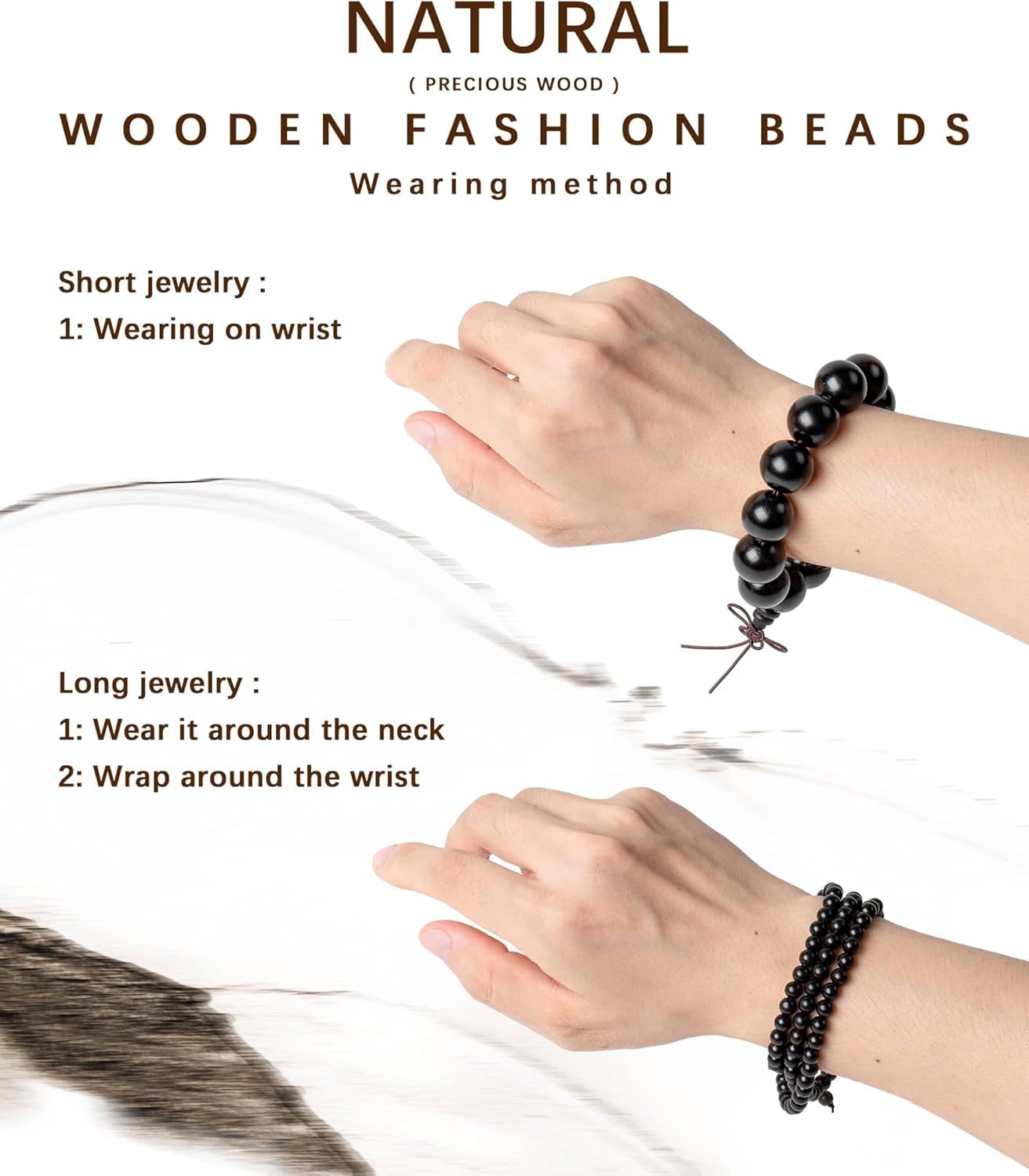 Eaglewood Mala Beads Bracelet - Handmade 108 8mm Prayer Beads for Men Women, Multilayer Wood Necklace Chain Bracelets, Buddhist Beads Elastic Wooden Prayer Beads for Meditation and Daily Wear