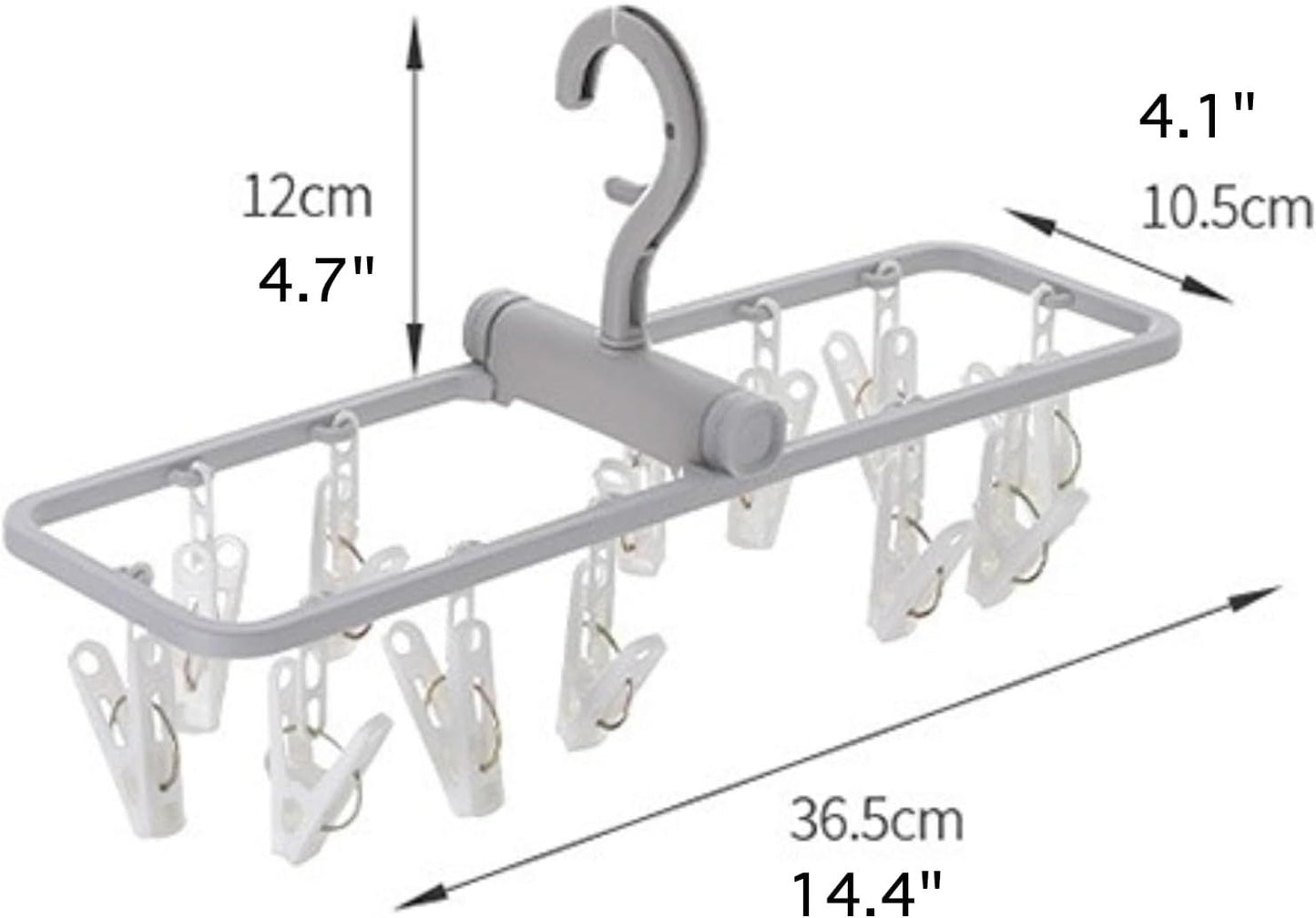 2 Pack Clothes Drying Rack with 12 Multiple Clips, Foldable Portable Travel Hanger for Socks Underwear Bras (White)