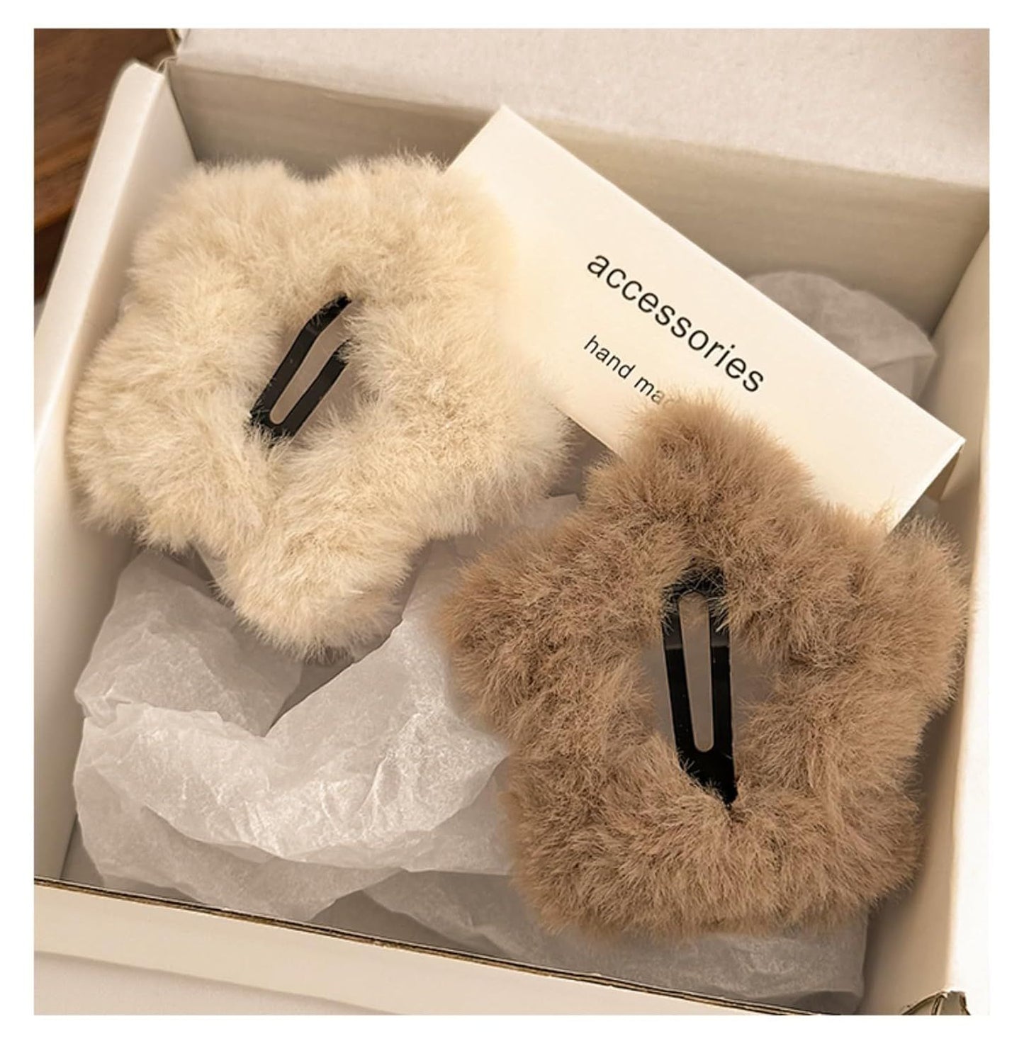 6 Pcs Plush Star Hair Clips for Women Girls, Winter Hair Accessories Fuzzy Hairpins for Bangs Side Hair Holders (Mix)