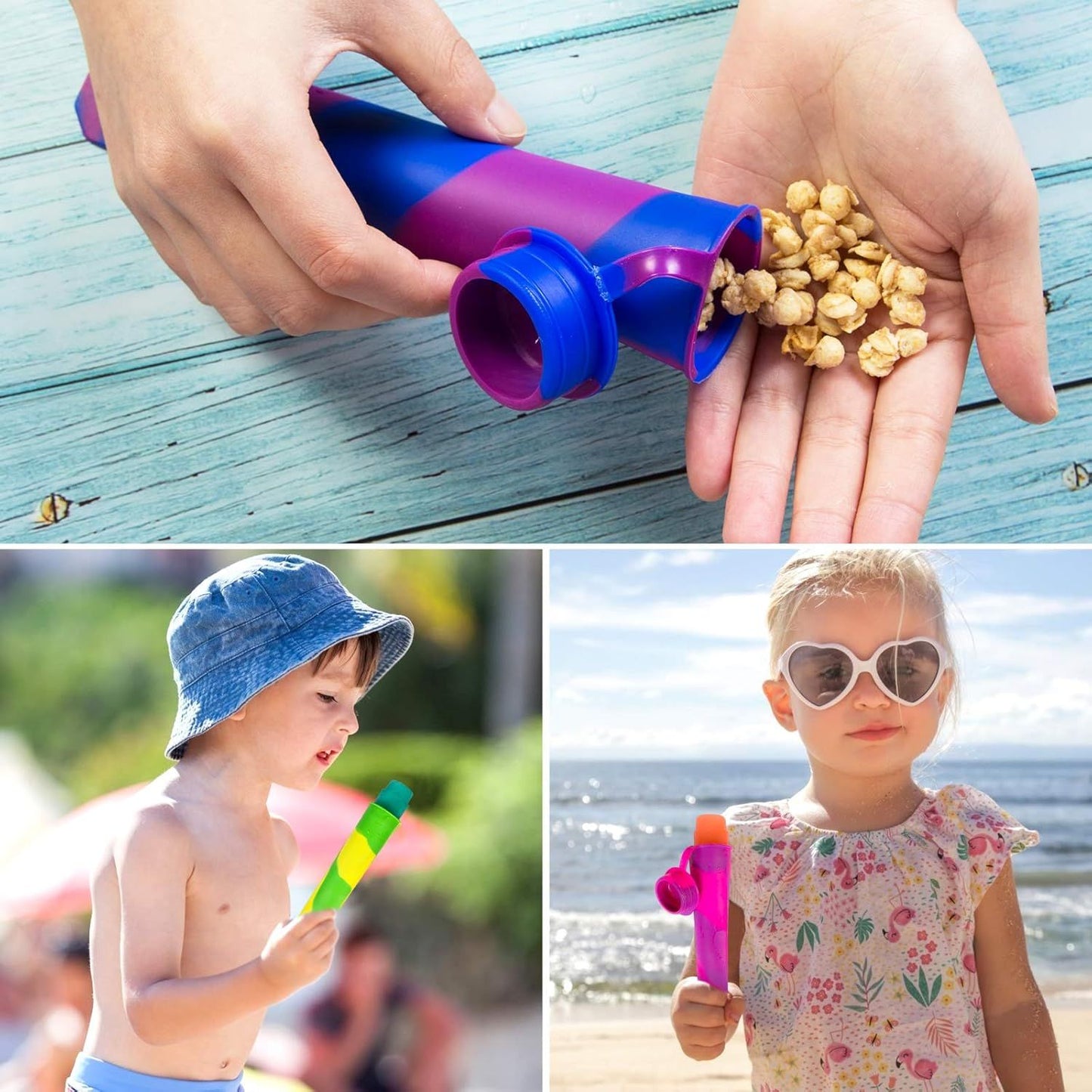 6 Pack Silicone Popsicles Molds, Multicolor Baby Popsicle Ice Pop Molds, Reusable DIY Frozen Popsicles Maker for Kids with Lid