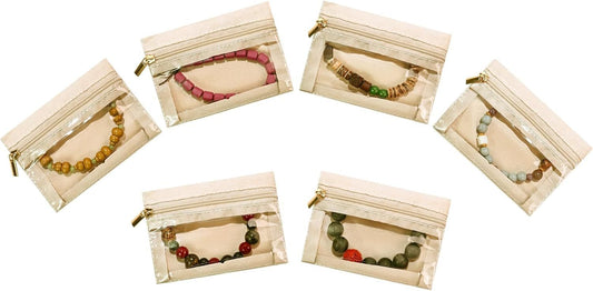 6pcs Travel Jewelry Bags,Portable Zipped Pouches Bags for Jewelries Necklaces Rings Earrings Storage