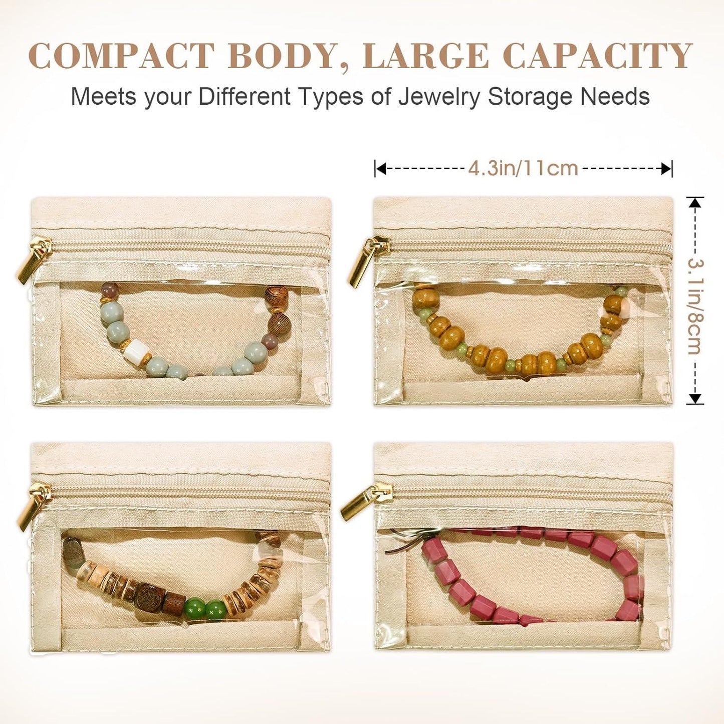 6pcs Travel Jewelry Bags,Portable Zipped Pouches Bags for Jewelries Necklaces Rings Earrings Storage