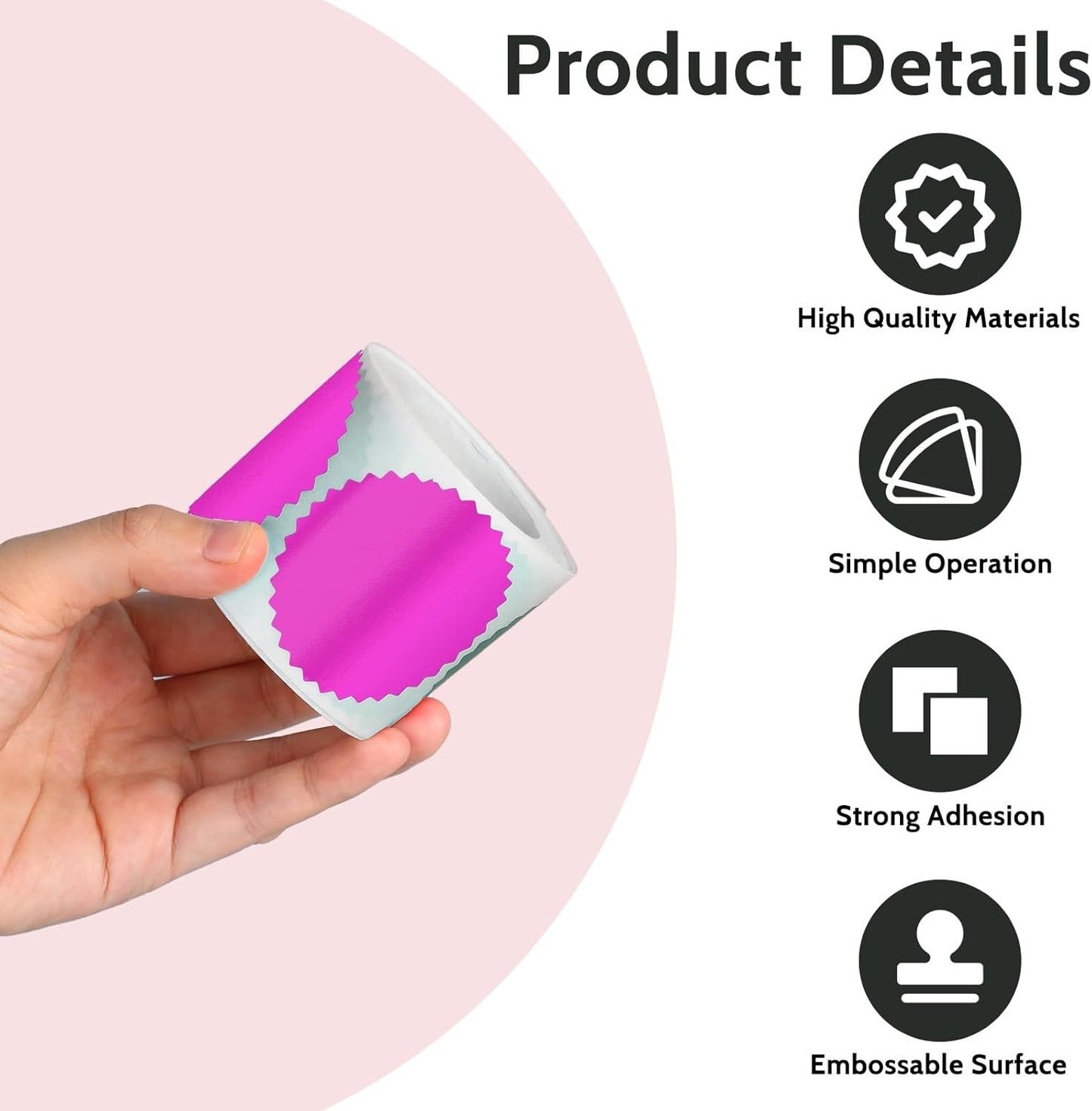 Embossing Stickers 2" Round Labels Purple Foil Blank Stickers Metallic Seals for Package, Graduation, Wedding Envelope, Certificate Wafer Seals with Serrated Edge 250 Sticker Per Roll