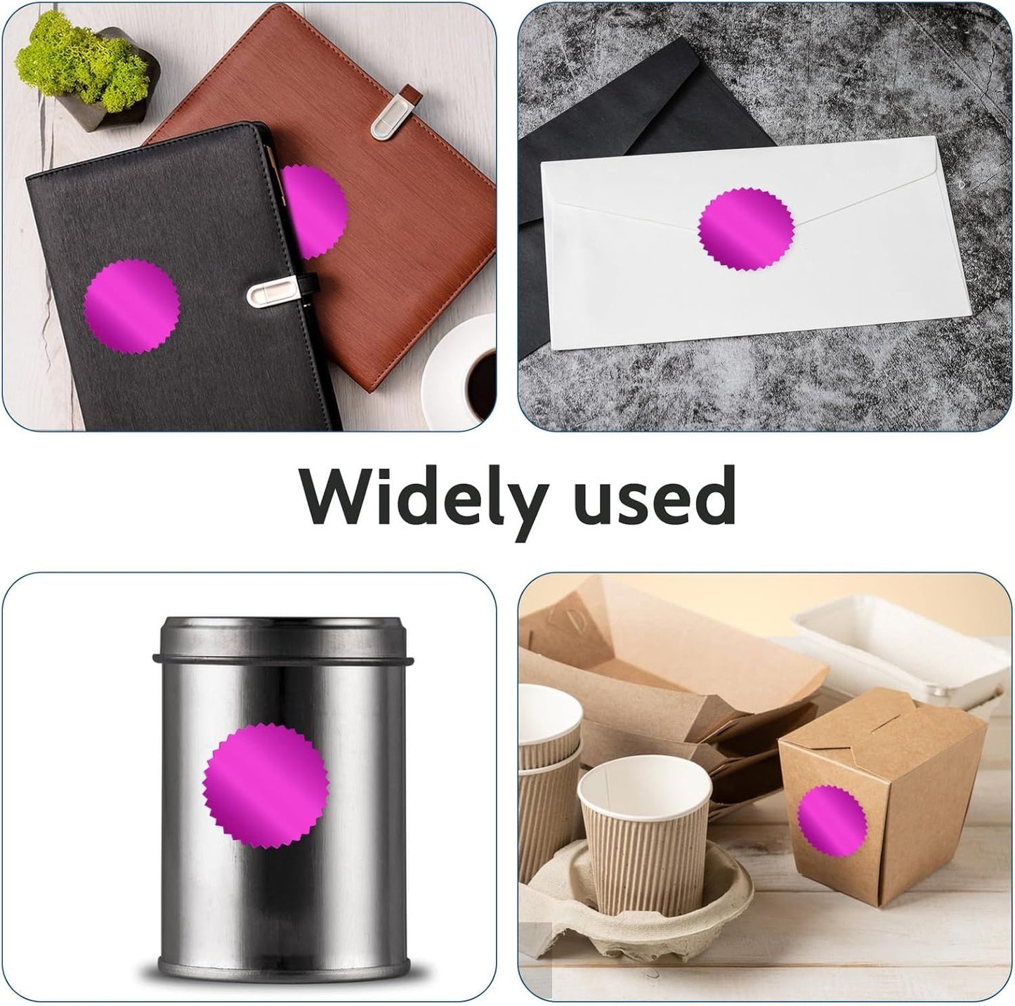 Embossing Stickers 2" Round Labels Purple Foil Blank Stickers Metallic Seals for Package, Graduation, Wedding Envelope, Certificate Wafer Seals with Serrated Edge 250 Sticker Per Roll
